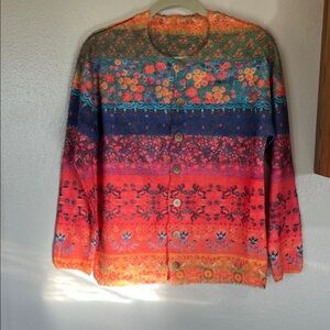 Colorful Floral Button-Up Cardigan